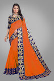 Solid, Woven Daily Wear Cotton Blend Saree orange