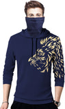 Printed Men Hooded Neck Red T-Shirt Navyblue