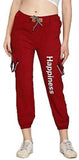 Regular Fit Women Black Trousers Maroon